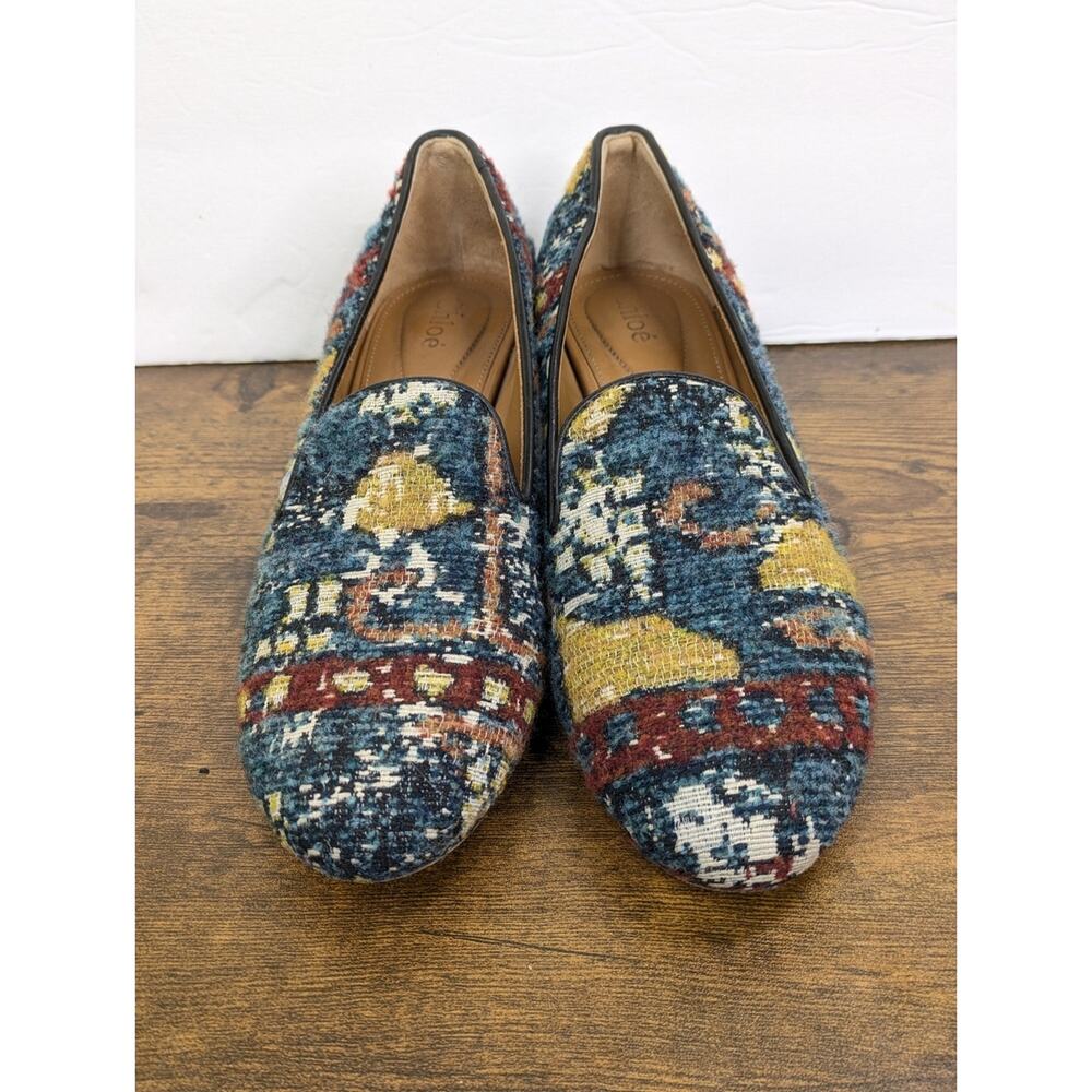 Chloe Kooper Tapestry Tweed Block Heel Loafers Pumps 37 US 7 Textile Brocade - Picture 4 of 11